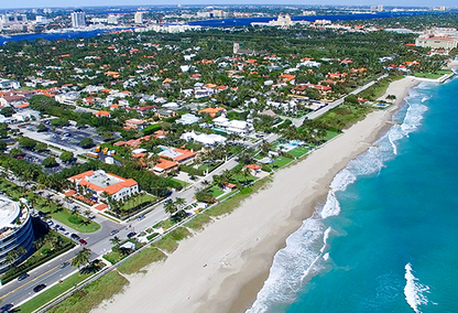 Arial view of Palm Beach coastline